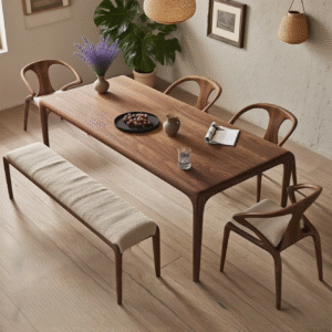 Home 胡桃木榫卯餐桌椅