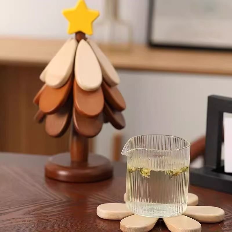 natural wooden tree trivets christmas tree coaster set cup natural wooden tree trivets christmas tree coaster set cup