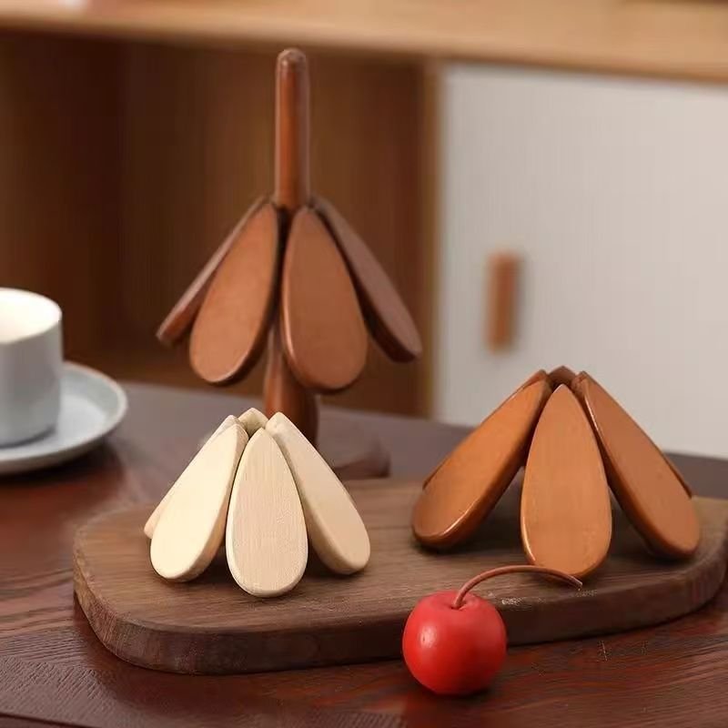 natural wooden tree trivets christmas tree coaster set leaves natural wooden tree trivets christmas tree coaster set leaves